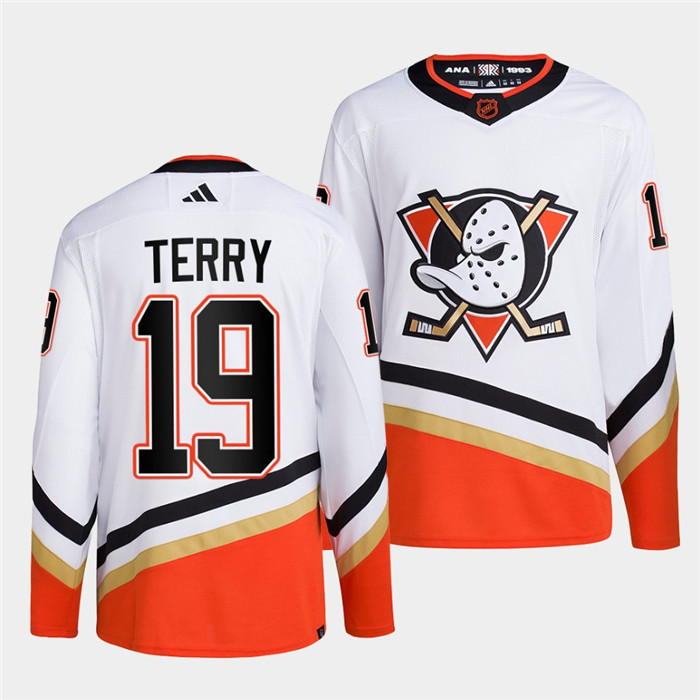 Men's Anaheim Ducks #19 Troy Terry White 2022-23 Reverse Retro