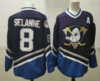 Men's Anaheim Ducks #8 Teemu Selanne 1995-96 Purple CCM Vintage