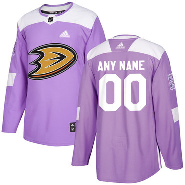 Men's Anaheim Ducks Purple Pink Custom Adidas Hockey Fights Cancer Practice Jersey Stitched