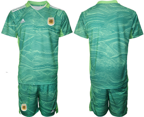 Men's Argentina Blank Green goalkeeper Jersey