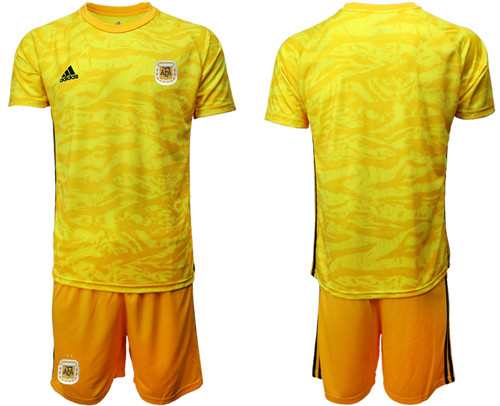 Men's Argentina Blank Yellow goalkeeper Jersey