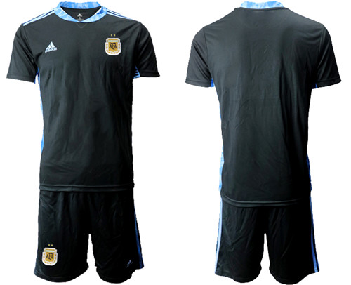 Men's Argentina Blank black goalkeeper Jersey