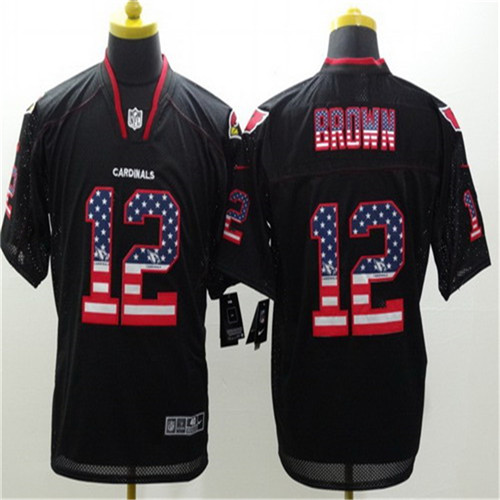 Men's Arizona Cardinals #12 John Brown 2014 USA Flag Fashion Black Nik Elite Stitched Jerseys