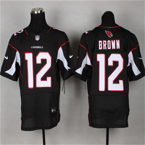 Men's Arizona Cardinals #12 John Brown Black Nik Elite Stitched Jersey
