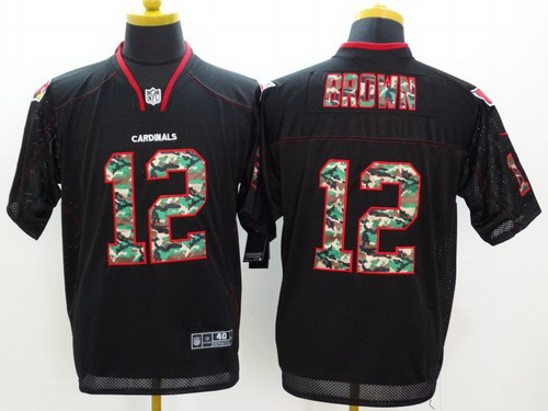 Men's Arizona Cardinals #12 John Brown Black With Camo Nik Elite Jersey