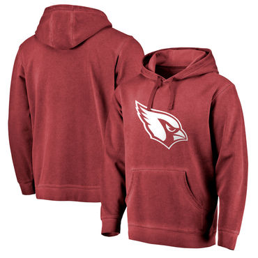 Men's Arizona Cardinals NFL Pro Line By Fanatics Branded Cardinal White Logo Shadow Washed Pullover Hoodie