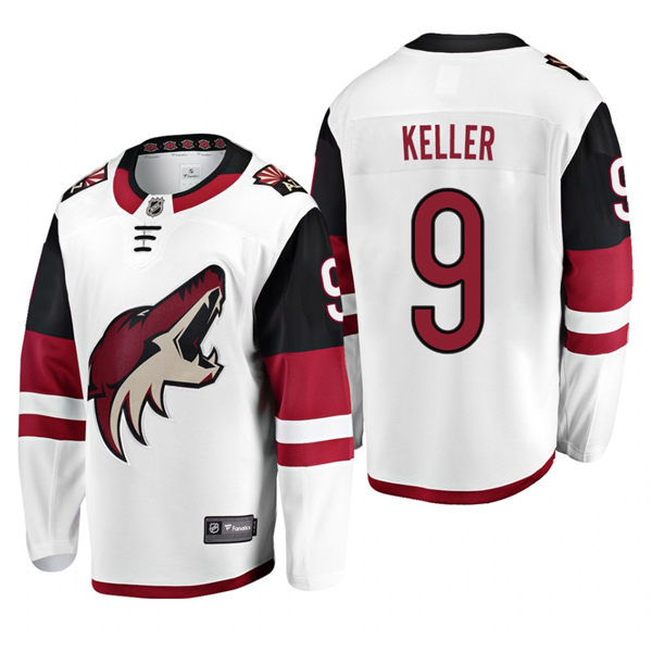 Men's Arizona Coyotes #9 Clayton Keller Sitched Adidas Away White Stitched Jersey