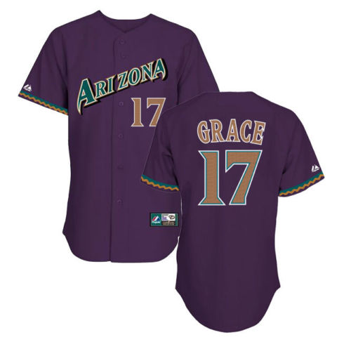 Men's Arizona Diamondbacks #17 Mark Grace 2001 Purple Cooperstown Jerseys