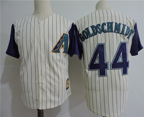 Men's Arizona Diamondbacks #44 Paul Goldschmidt Cream Purple Pinstripe Baseball Jerseys