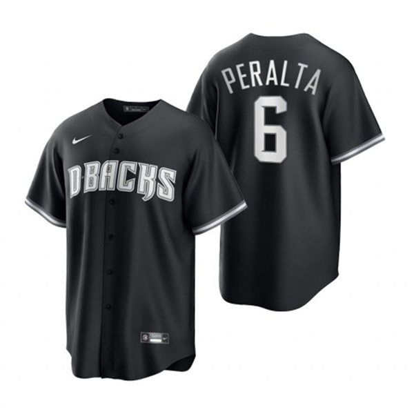 Men's Arizona Diamondbacks #6 David Peralta Nike Black White 2022 Collection Jersey