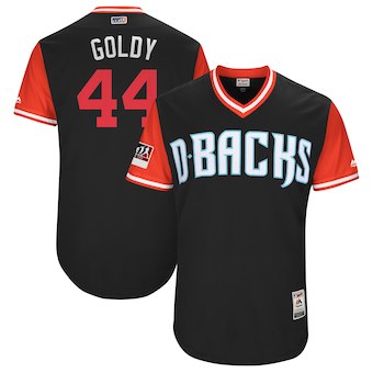 Men's Arizona Diamondbacks 44 Paul Goldschmidt Goldy Majestic Black 2018 Players' Weekend Cool Base Jersey
