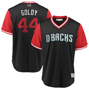 Men's Arizona Diamondbacks 44 Paul Goldschmidt Goldy Majestic Black 2018 Players' Weekend Cool Base Jersey的副本
