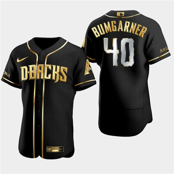 Men's Arizona Diamondbacks Madison Bumgarner #40 Black Authentic Gold Edition Jersey