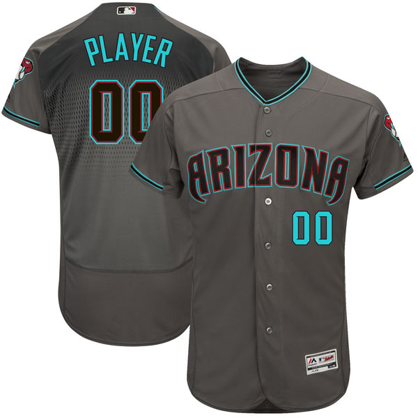 Men's Arizona Diamondbacks Majestic Gray Turquoise 2017 Flex Base Authentic Custom Jersey
