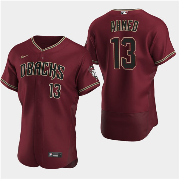 Men's Arizona Diamondbacks Nick Ahmed #13 Authentic 2020 Alternate Crimson Jersey