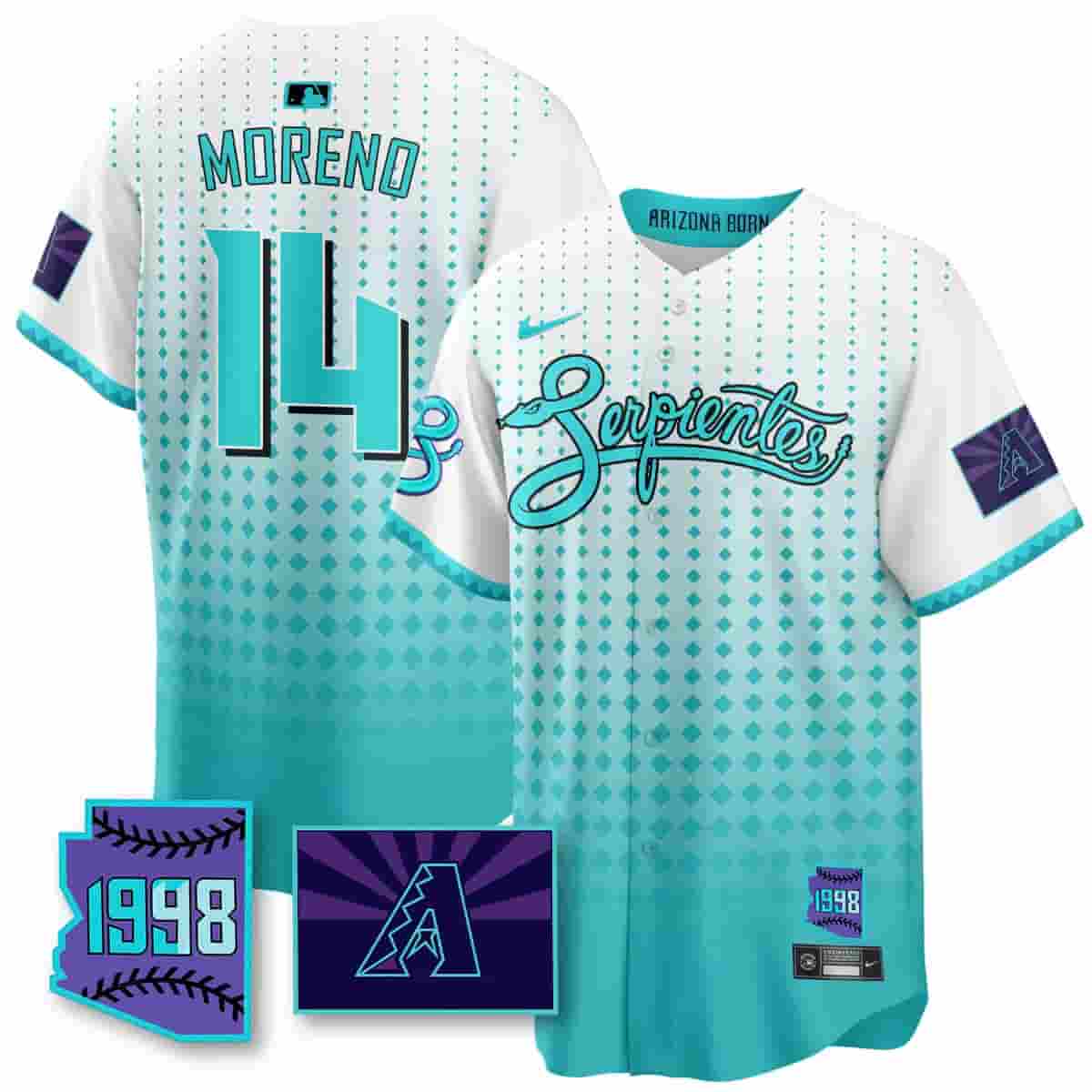 Men's Arizona Diamondbacks Purple for Second “Serpientes” City Connect Jersey - All Stitched Gabriel Moreno    - 14