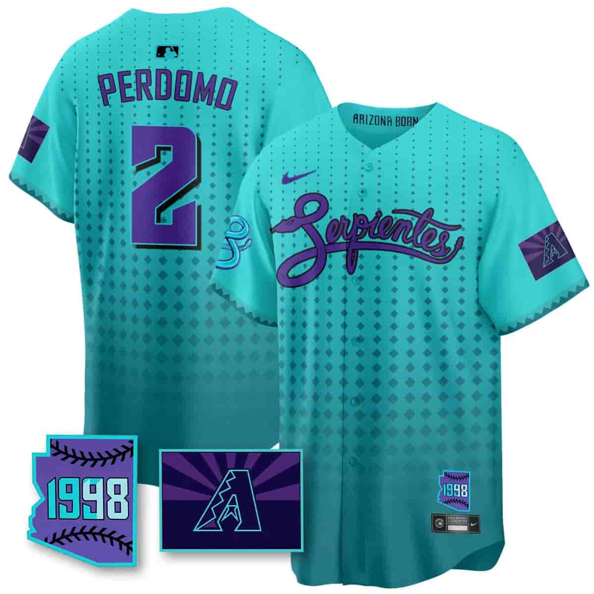 Men's Arizona Diamondbacks Purple for Second “Serpientes” City Connect Jersey - All Stitched Geraldo Perdomo  - 2