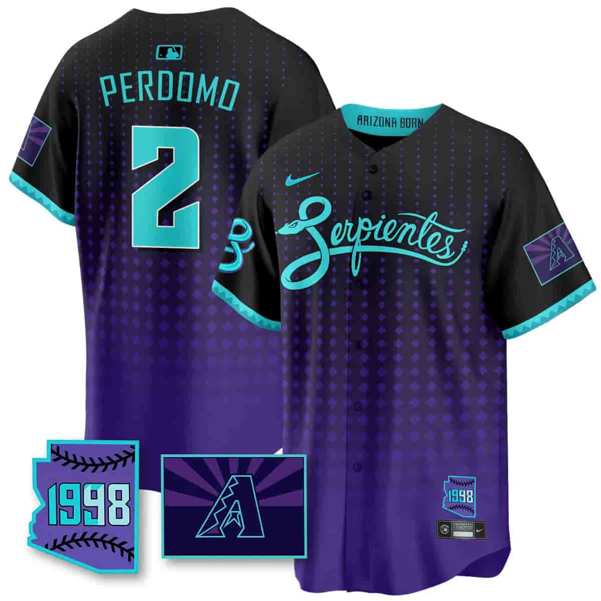 Men's Arizona Diamondbacks Purple for Second “Serpientes” City Connect Jersey - All Stitched Geraldo Perdomo - 2