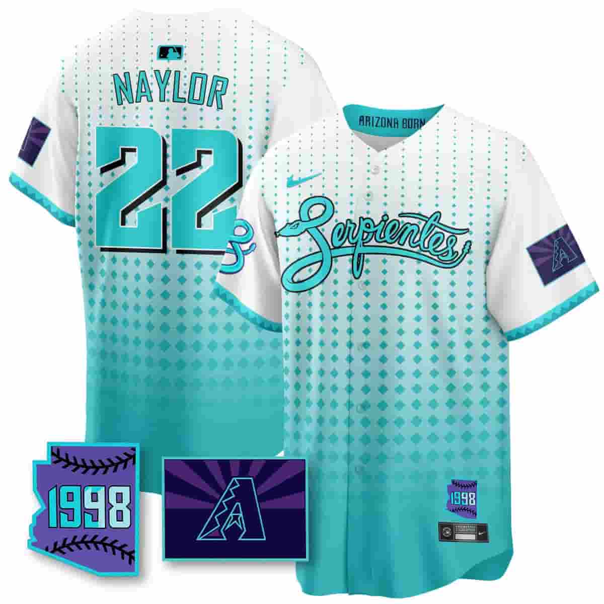Men's Arizona Diamondbacks Purple for Second “Serpientes” City Connect Jersey - All Stitched Josh Naylor    - 22