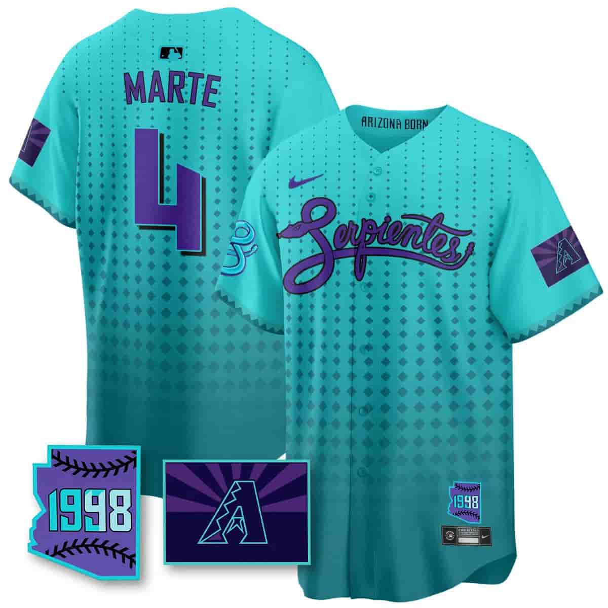 Men's Arizona Diamondbacks Purple for Second “Serpientes” City Connect Jersey - All Stitched Ketel Marte -  4