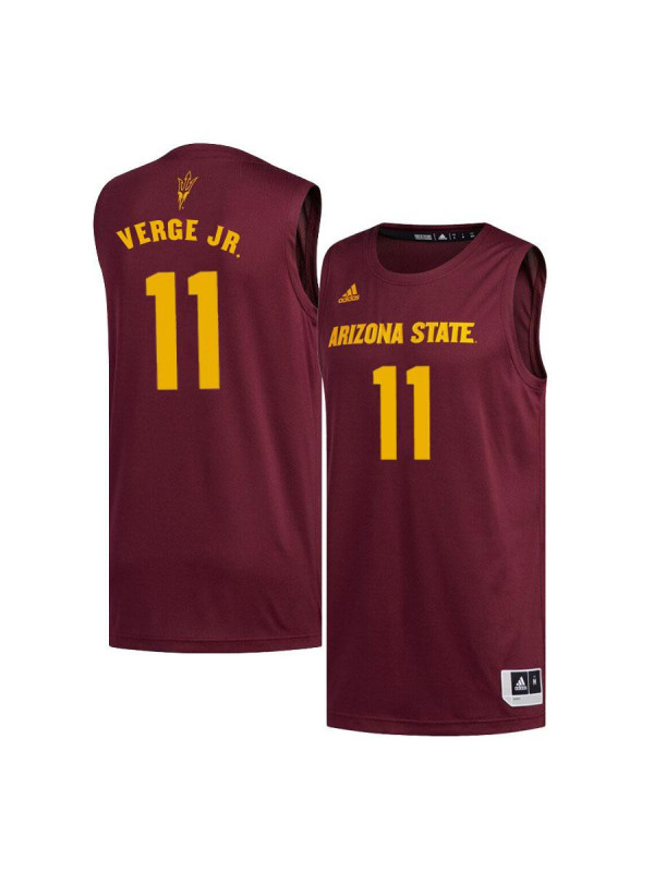 Men's Arizona State Sun Devils #11 Alonzo Verge Jr. Adidas Full Maroon College Basketball Jersey