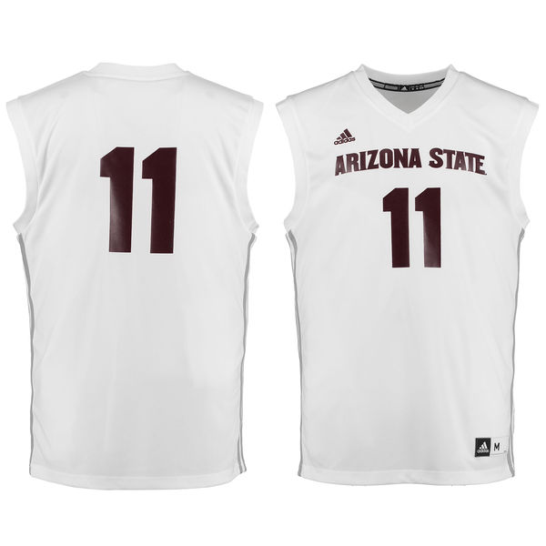 Men's Arizona State Sun Devils #11 White Basketball Jersey
