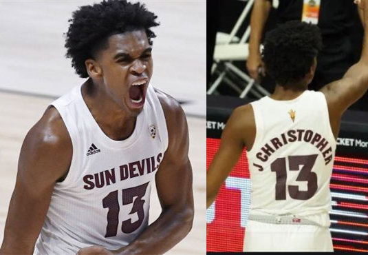 Men's Arizona State Sun Devils #13 Josh Christopher Adidas Full White College Basketball Jersey