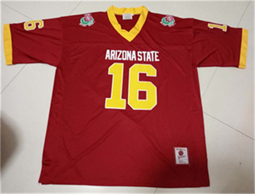 Men's Arizona State Sun Devils #16 Jake Plummer Red Throwback Jersey