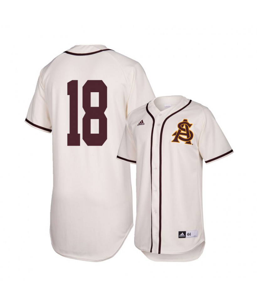Men's Arizona State Sun Devils #18 Trevor Hauver White Baseball Jersey