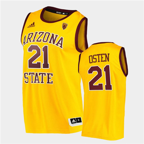 Men's Arizona State Sun Devils #21 Chris Osten Adidas Yellow Retro College Basketball Player Jersey