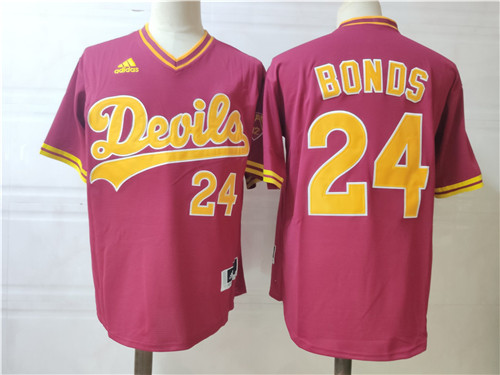Men's Arizona State Sun Devils #24 Barry Bonds Adidas Maroon Devils Pullover Baseball Jersey