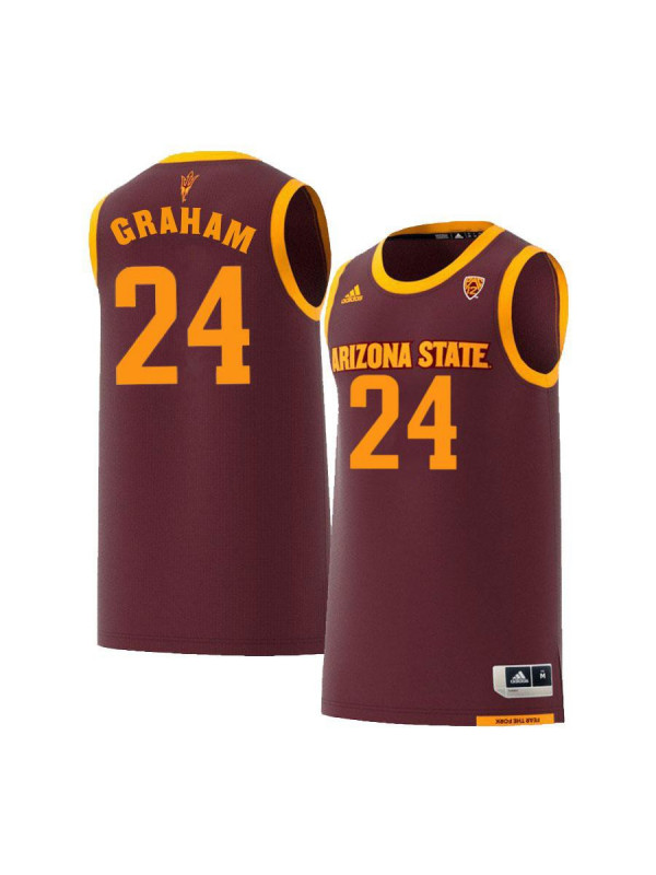 Men's Arizona State Sun Devils #24 Jalen Graham Adidas 2018 Maroon Alumni College Basketball Jersey