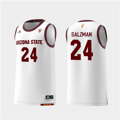 Men's Arizona State Sun Devils #24 Jordan Salzman Adidas 2018 White Alumni College Basketball Jersey