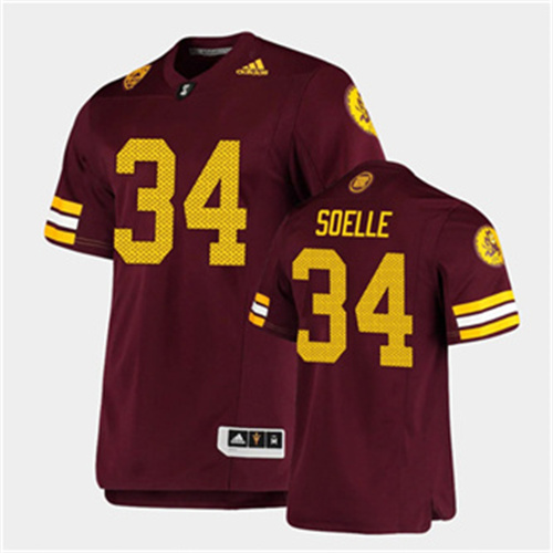 Men's Arizona State Sun Devils #34 Kyle Soelle Adidas Maroon Retro 1975 Throwback Football Jersey