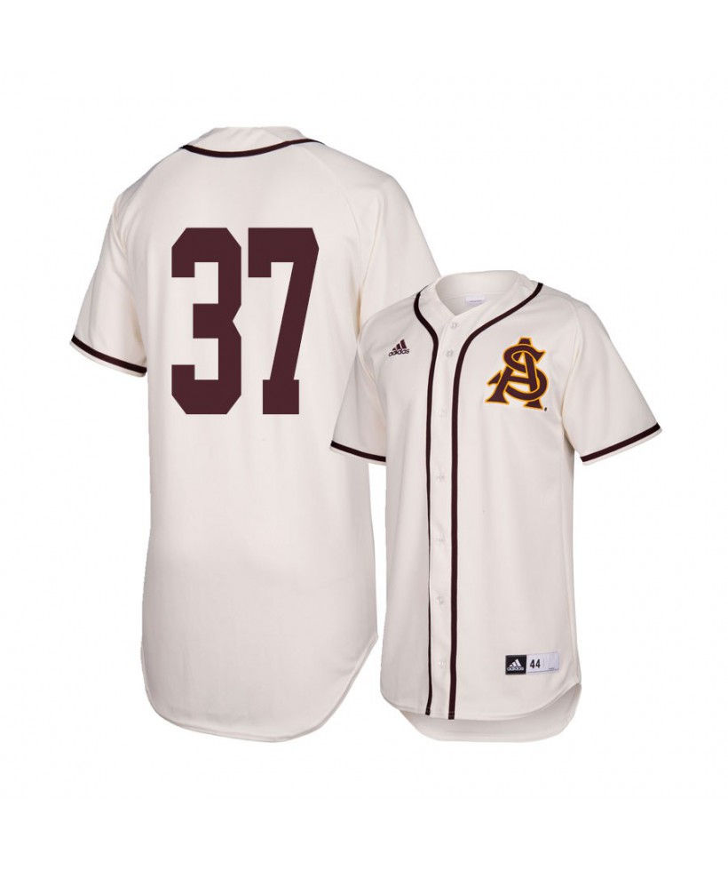 Men's Arizona State Sun Devils #37 Alex Helmin White Baseball Jersey