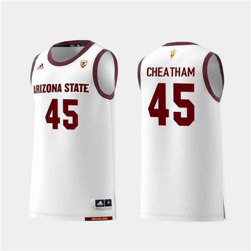 Men's Arizona State Sun Devils #45 Zylan Cheatham Adidas 2018 White Alumni College Basketball Jersey