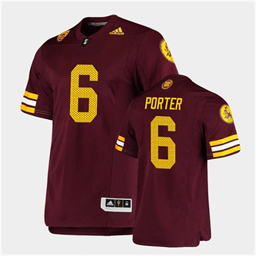 Men's Arizona State Sun Devils #6 Geordon Porter Adidas Maroon Retro 1975 Throwback Football Jersey