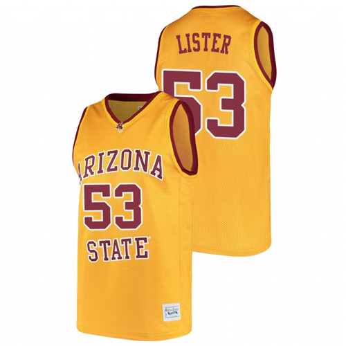 Men's Arizona State Sun Devils Alton Lister Alumni College Basketball Jersey Gold