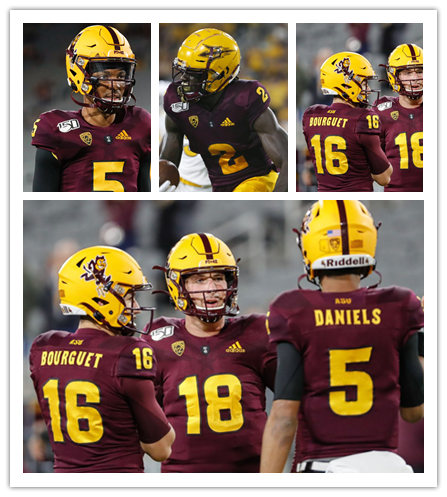 Men's Arizona State Sun Devils Custom Adidas 2020 Maroon College Football Game Jersey