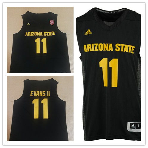 Men's Arizona State Sun Devils Custom Adidas Full Black Arizona State BasketballJersey