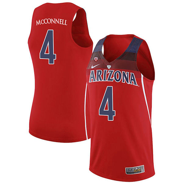 Men's Arizona Wildcats #4 T.J. McConnell Red Stitched NCAA College Basketball Jerseys
