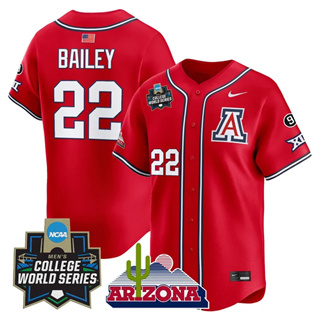 Men's Arizona Wildcats 2025 World Series Vapor Premier Limited Jersey - All Stitched Smith Bailey    22