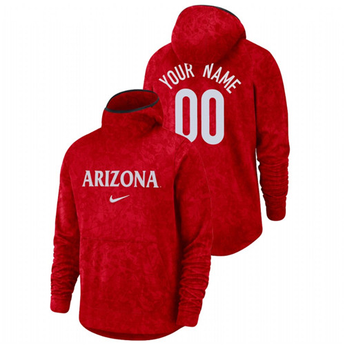 Men's Arizona Wildcats Custom Red Basketball Spotlight Team Logo Pullover Hoodie