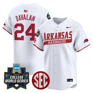 Men's Arkansas Razorbacks 2025 World Series Vapor Premier Limited Jersey - All Stitched 24Charles Davalan