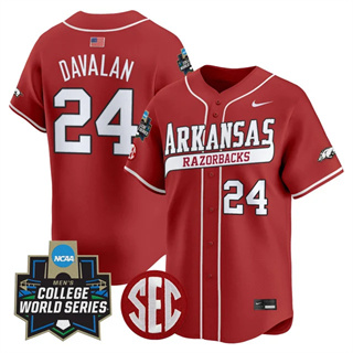 Men's Arkansas Razorbacks 2025 World Series Vapor Premier Limited Jersey - All Stitched Charles Davalan