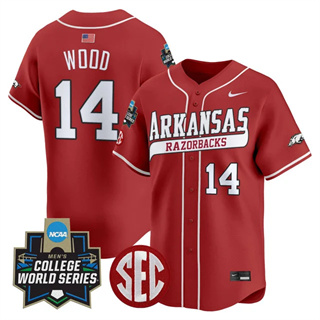 Men's Arkansas Razorbacks 2025 World Series Vapor Premier Limited Jersey - All Stitched Gage Wood