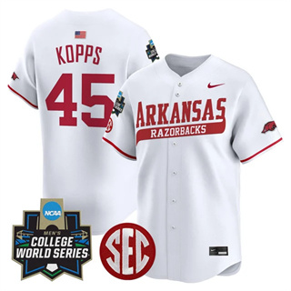 Men's Arkansas Razorbacks 2025 World Series Vapor Premier Limited Jersey - All Stitched Kevin Kopps     45