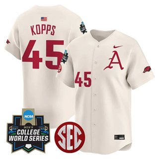 Men's Arkansas Razorbacks 2025 World Series Vapor Premier Limited Jersey - All Stitched Kevin Kopps45
