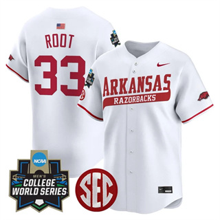Men's Arkansas Razorbacks 2025 World Series Vapor Premier Limited Jersey - All Stitched Zach Root    33