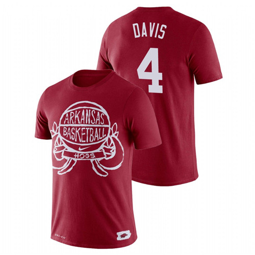 Men's Arkansas Razorbacks Basketball Crest Davonte Davis Cardinal T-Shirt